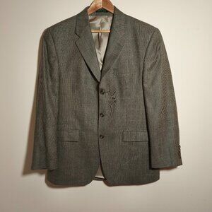 Lauren Ralph Lauren Silk Wool Plaid Single Breasted Blazer sz 42R Brown/Green
